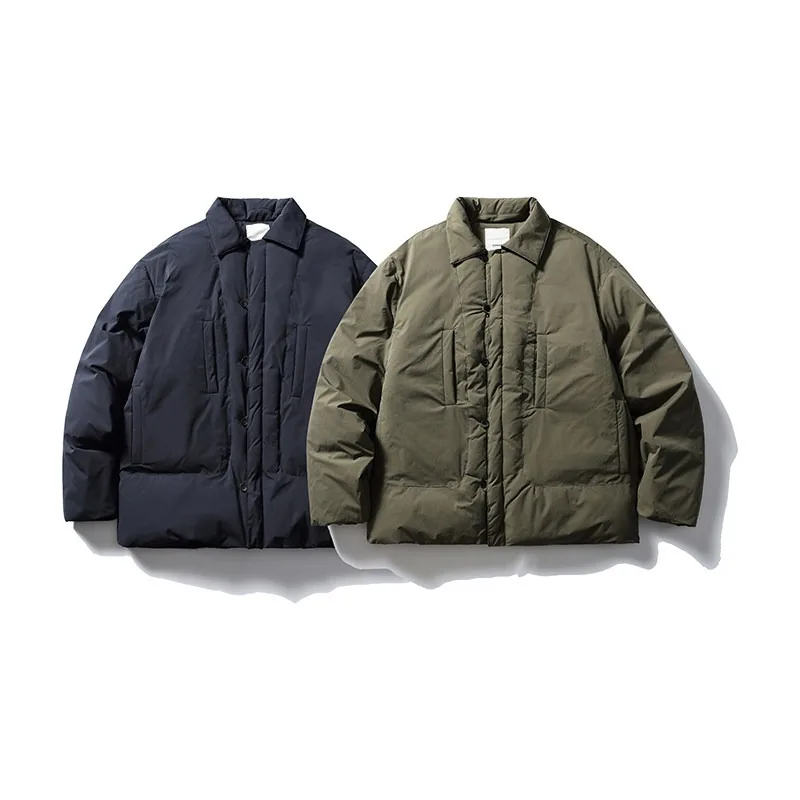 سترة قطنية يابانية ذات ياقة كلاسيكية متعددة الجيوب للرجال سترة سميكة كاجوال فضفاضة للخريف والشتاء #1