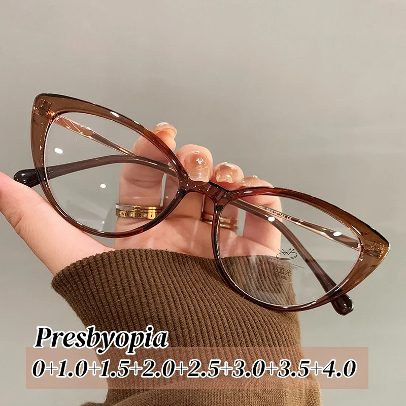 

Women's Vintage Cat Eye Reading Glasses Men Retro Anti Blue Light Computer Glasses Frames Trendy Farsighted Eyeglasses Lenses