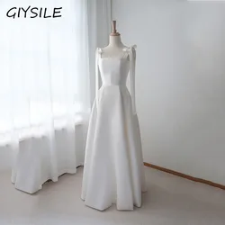 Abito da sposa leggero in raso GIYSILE con decorazione a fiocco sottile, temperamento semplice, abito da sposa da sposa, abito lungo da festa di compleanno