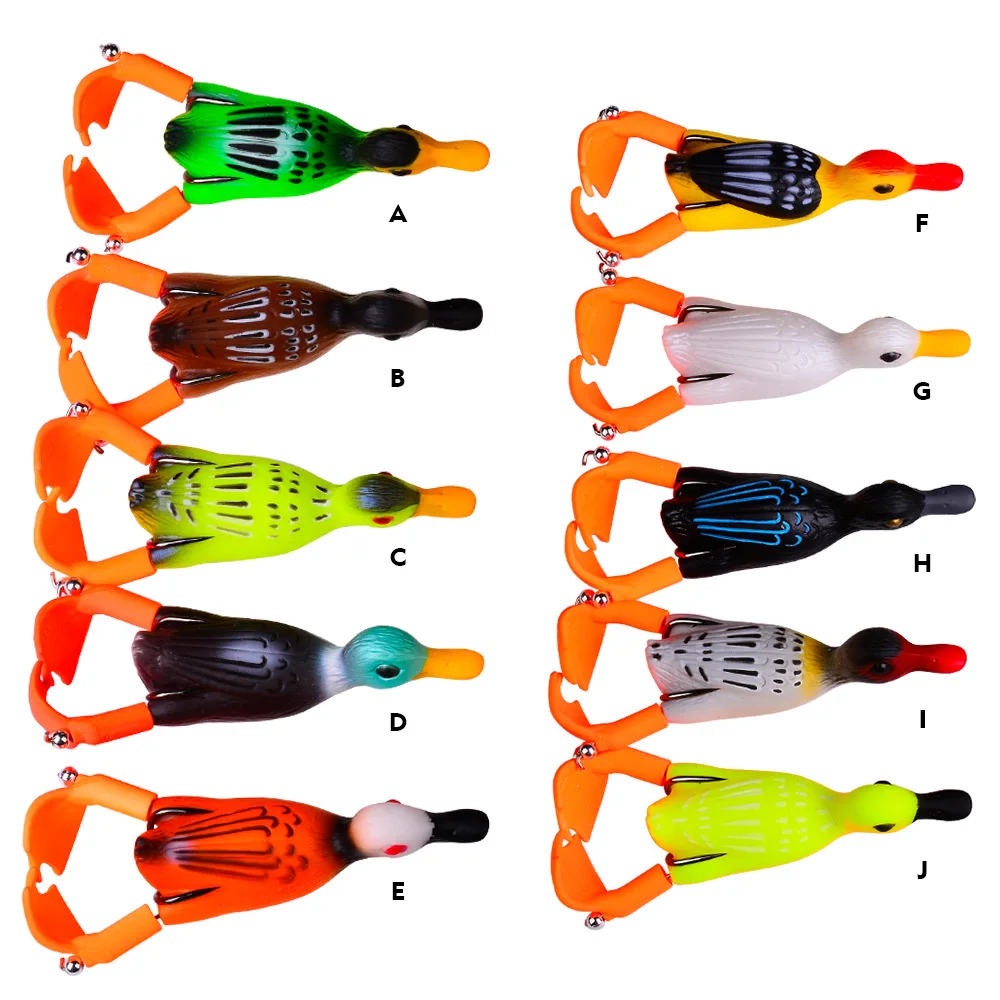 10 Color Floating Duck 9cm Rotating Webbed Road Sub Bait 11g Rotating Tractor Fish Bait Torpedo Frog Biomimetic Bait Lure