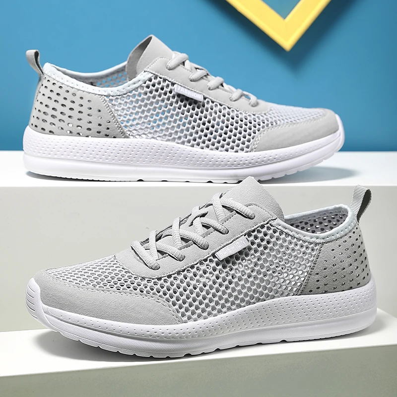 Zapatillas de deporte de malla transpirable para hombre, Zapatos informales ligeros para caminar, mocasines sin cordones para conducir, estilo coreano, Verano