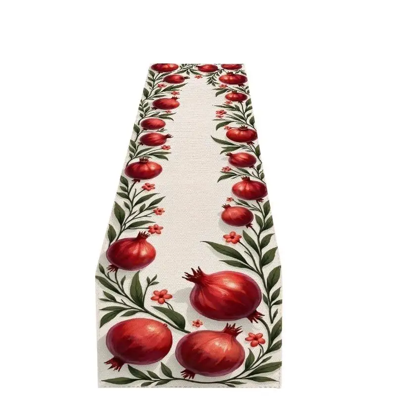 Happy Rosh Hashanah Pomegranate Line Table Runner Jewish Holiday Decor Reusable Kitchen Dining Table Runner Shana Tova Decor