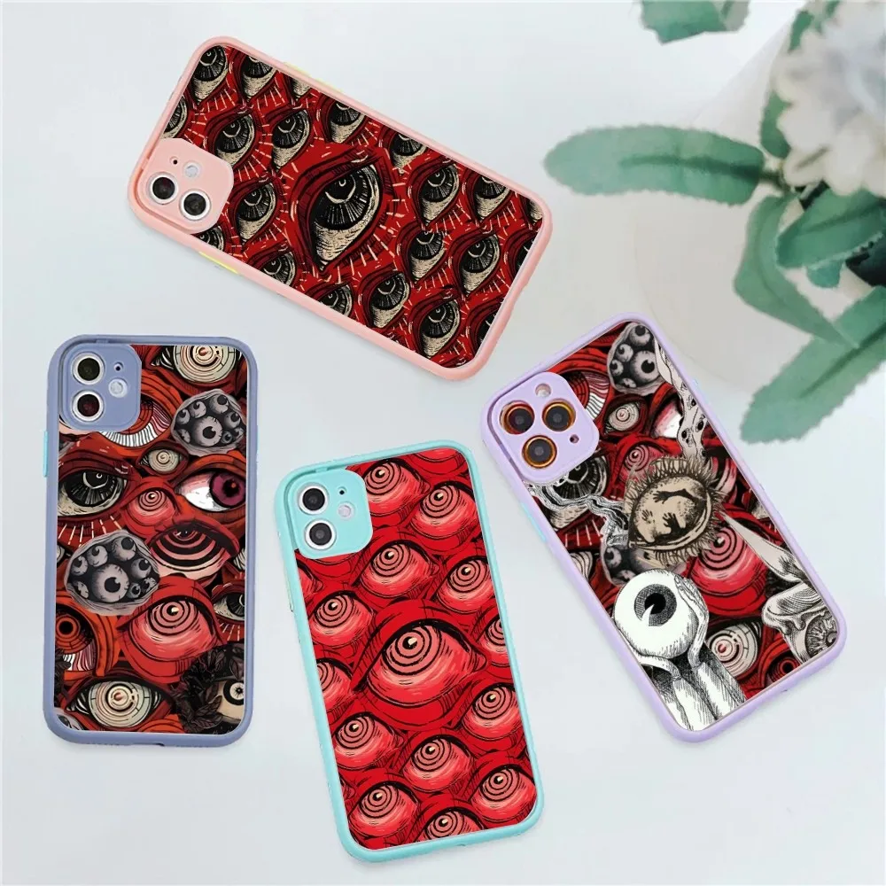 Scary Face Eyes Phone Case For IPhone 14 11 12 13 Mini Pro Max 8 7 Plus X XR XS MAX Translucent Matte Cover