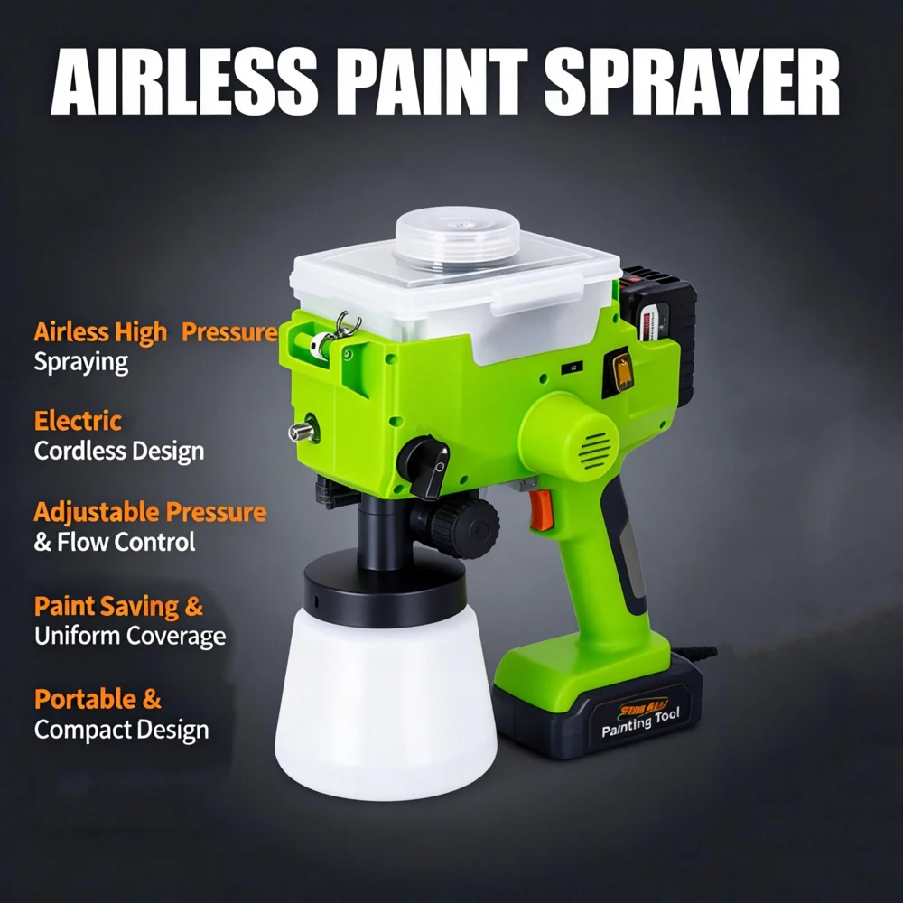 بخاخ طلاء كهربائي بدون هواء محمول عالي الضغط ماكينة طلاء لاسلكية لأثاث الحائط أدوات تزيين المنزل #1