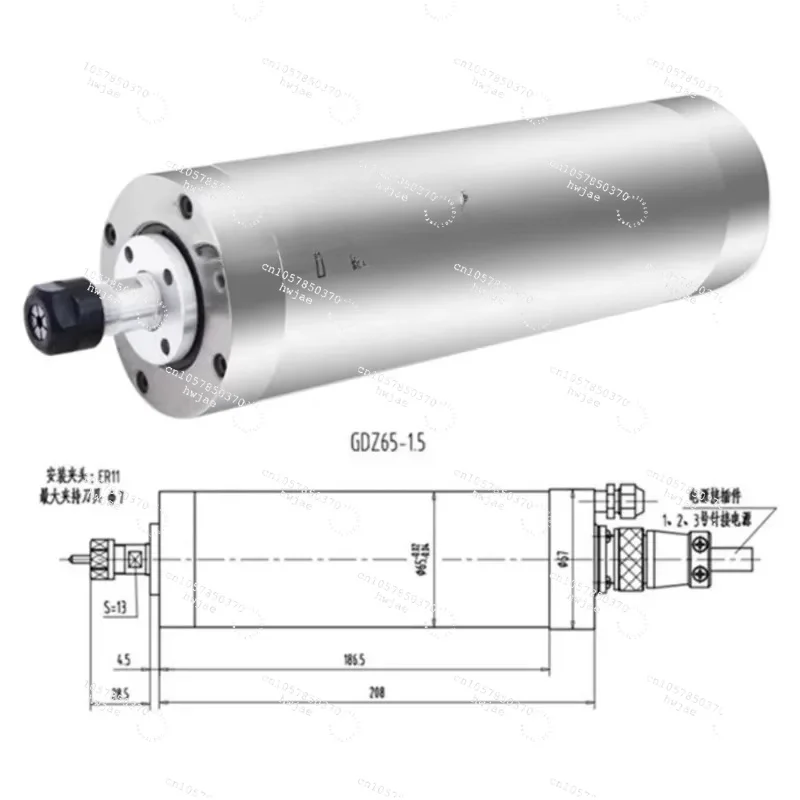CNC Spindle Motor 1.5KW Water Cooled Spindle Kit 65MM Clamp  220V VFD Inverter 80W Water Pump 9pcs ER11 Collet Chuck