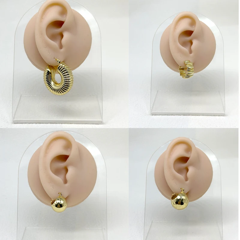 ZHUKOU Ball shape women small hoop earrings Smooth women twisted Round hoop earirings Brass earrings Jewelry wholesale VE1041