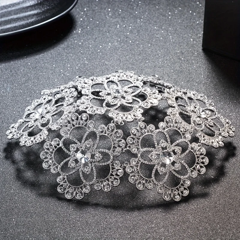 Tengda Bride Headwear Korean Rhinestone Glass Formal Hat Marry Flower Formal Hat Glass Wedding Dress Bride Hair Decorate
