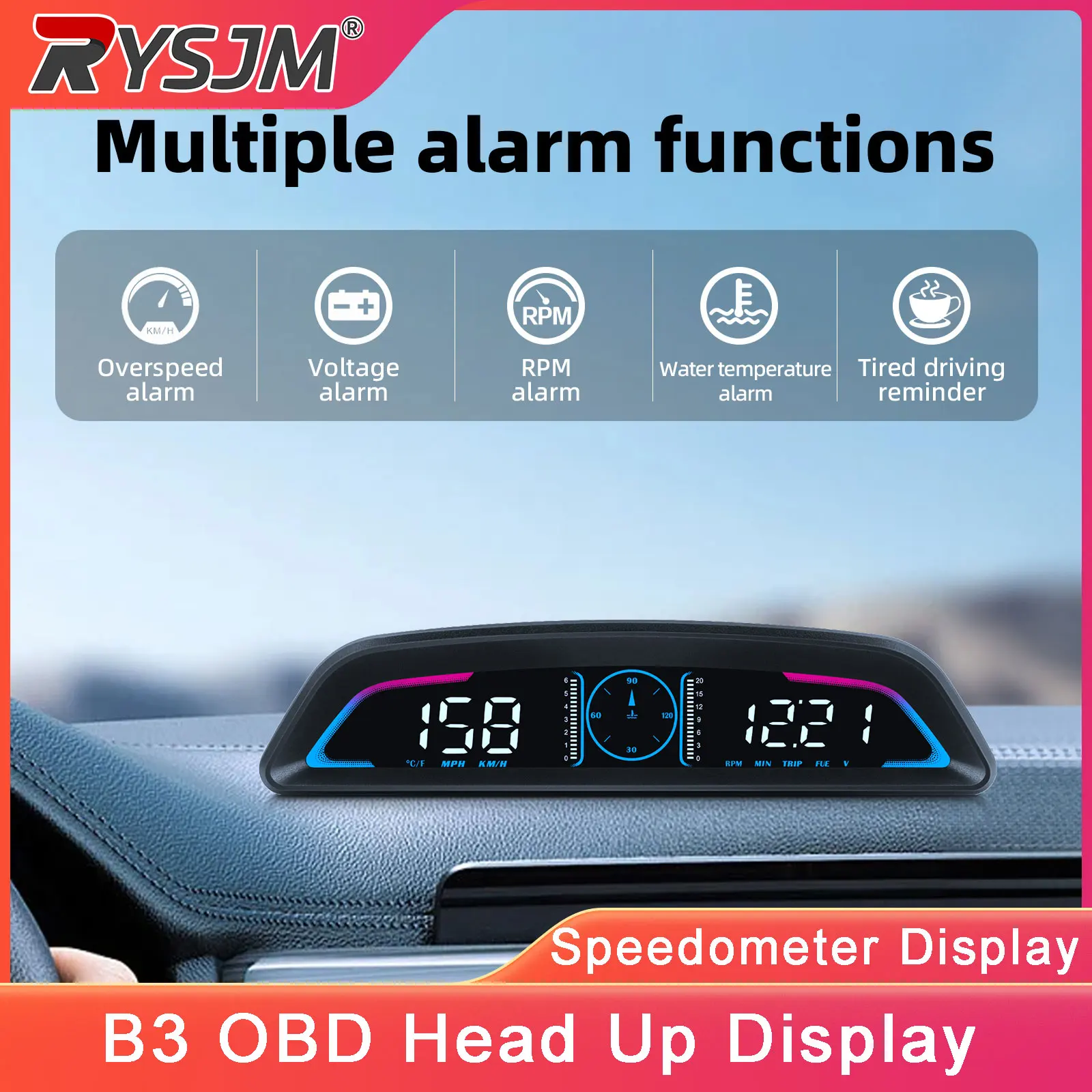 

Новый ЖК-дисплей B3 OBD: Умный цифровой измеритель оборотов, тахометр, датчик температуры воды, расхода топлива, спидометр, вольтметр для автомобиля