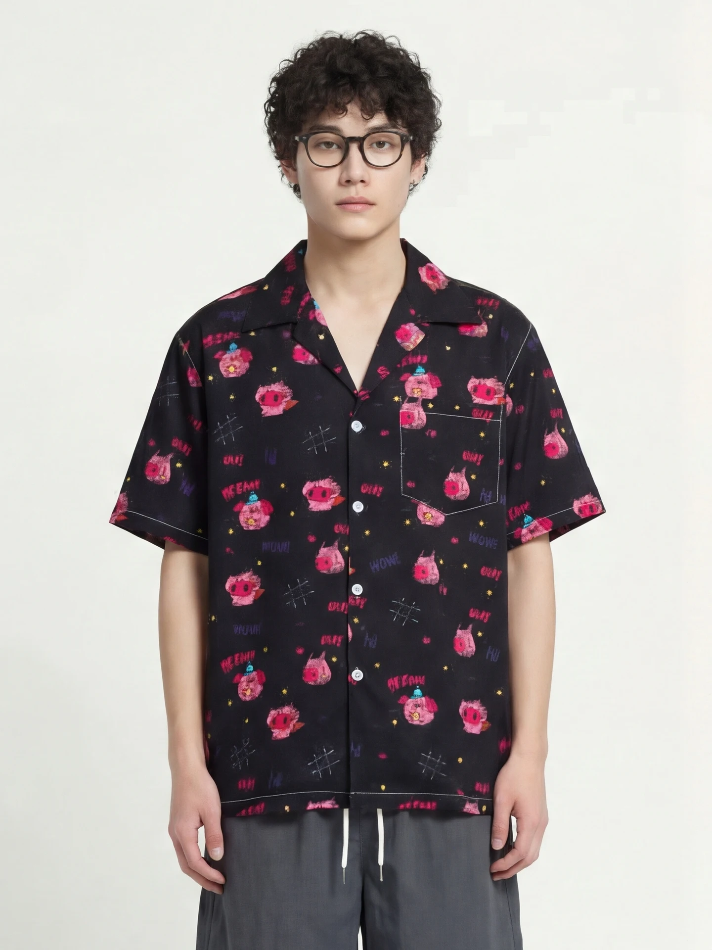 

Свободная футболка с мультяшным принтом, дышащая, удобная, из полиэстера, повседневная, для молодежи, для ежедневной носки, летняя.