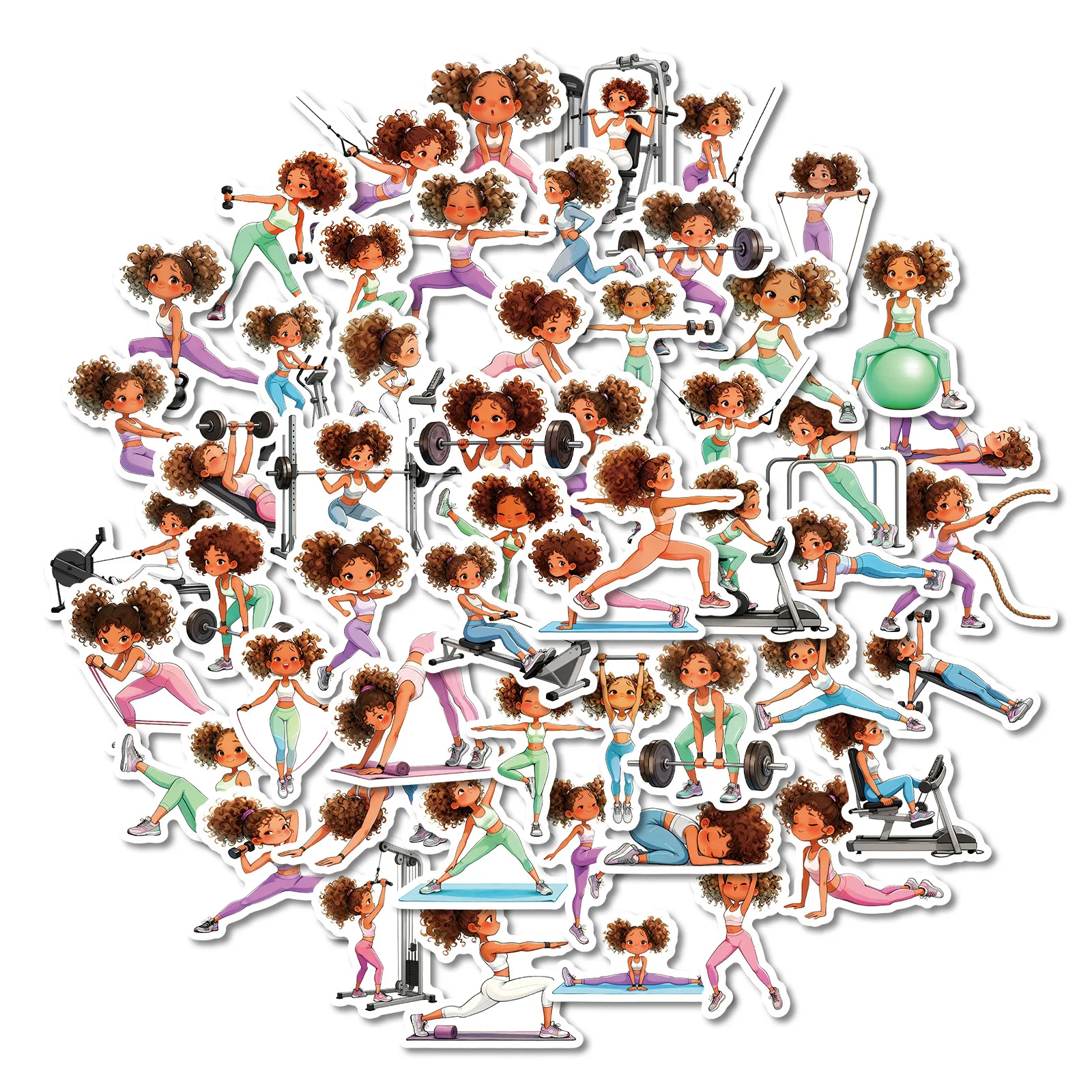 56 قطعة الكرتون الرياضة فتاة الكتابة على الجدران ملصق DIY بها بنفسك الديكور قضية الهاتف المحمول دفتر كوب ماء لعبة هدية ملصق #3