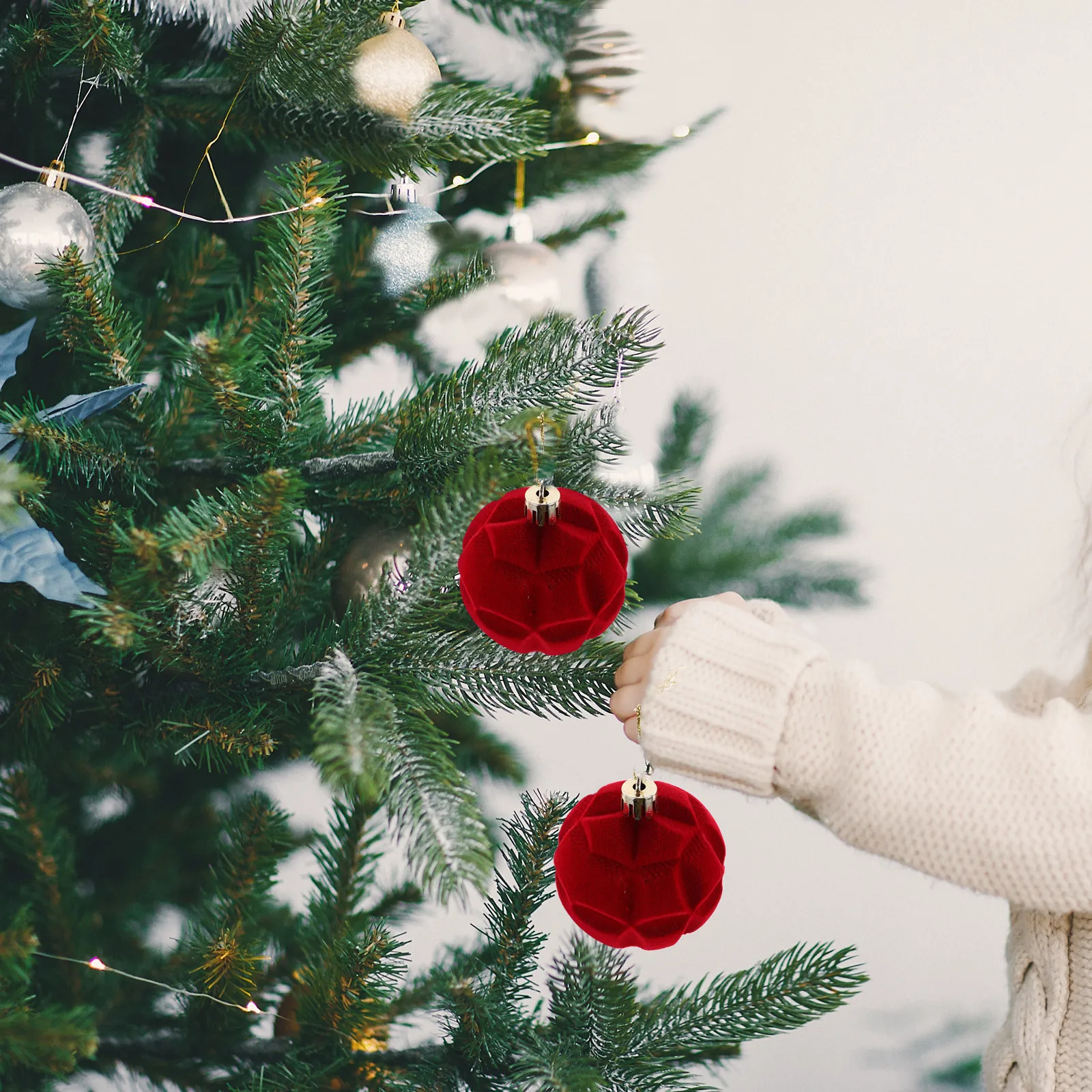 

12pcs Christmas 6Cm Soft Flocked Tree Decorations Holiday Party Diy Ornaments For Tree Ornament Xmas Hanging Decor