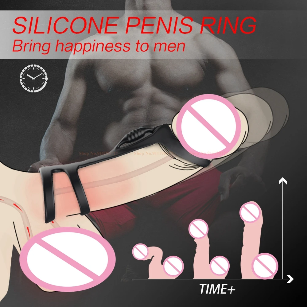 

Toys Double-ring Silicone Locking Ring Ring for Couples Resonance Delay Ring Adult Products Penis Blocking Ring