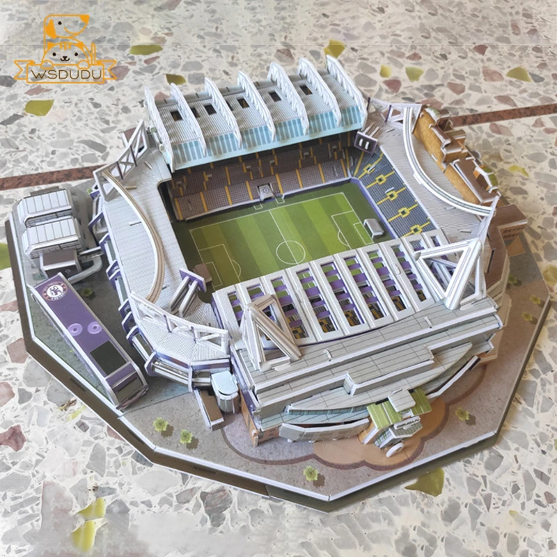 Rompecabezas de campo de fútbol 3D, bloque de construcción de estadio, juguete de construcción, pitchs, modelo de decoración, juego de ensamblaje,