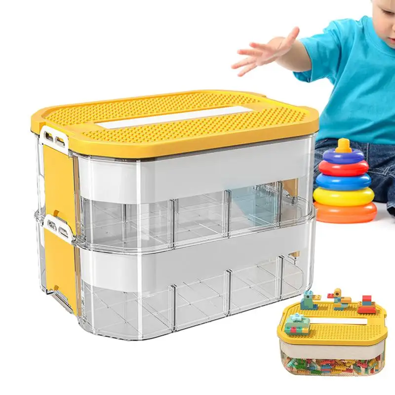 

Kids Toy Chest Storage Toy Box With A Building Lid Lineup Classification Tote Organizing Container With Latching Lid Stackable