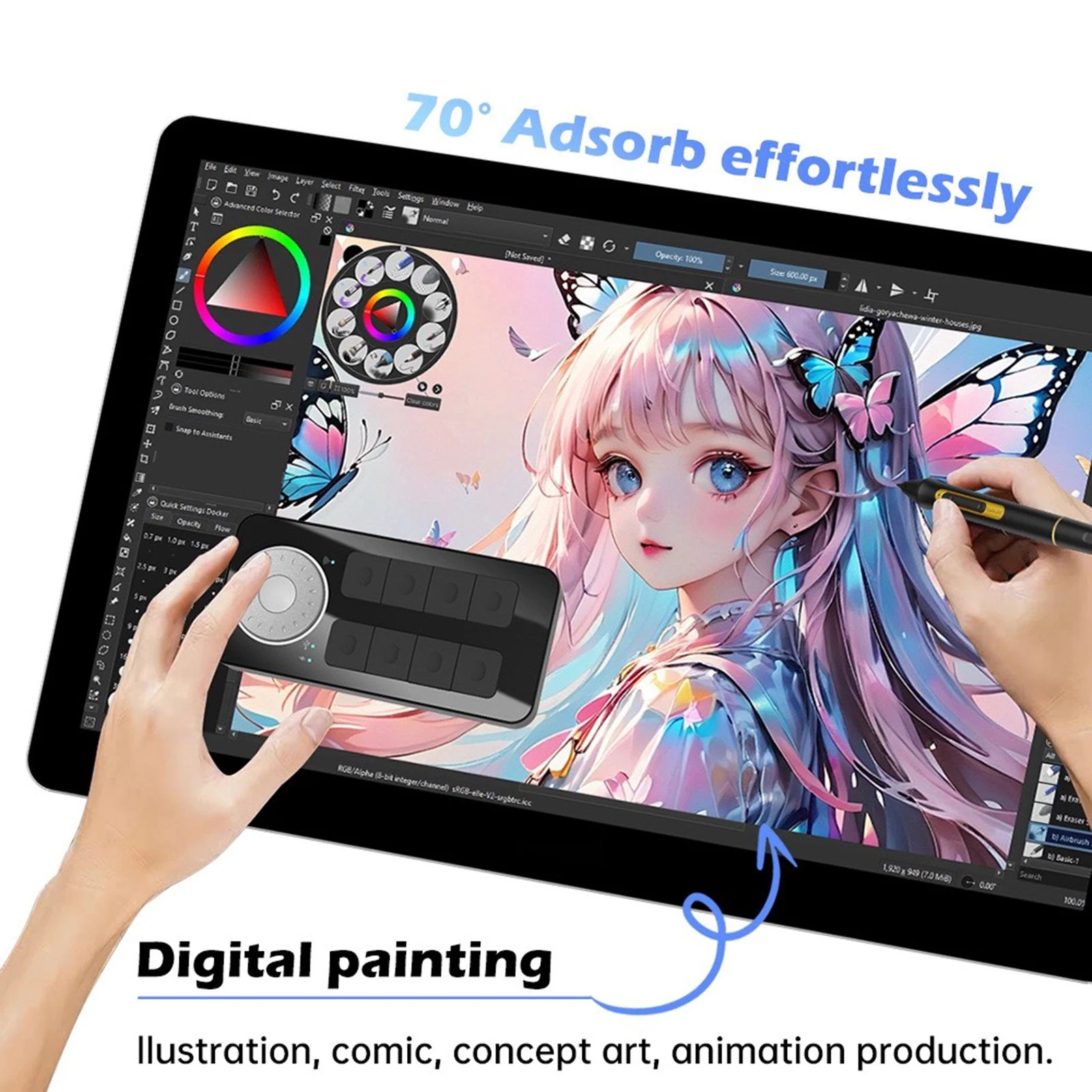 

BOSTO Samrtkey for Graphics Tablet Digital Pad 8 Quick Keys and Multifunctional Win 7 for MacOS PC Laptop Artist Video Editor