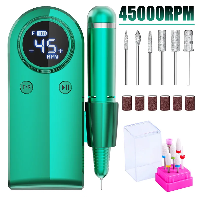 45000RPM Electric Nail Sander Machine Rechargeable Mill For Manicure Drill Pen Portable Electric Nail File Nail Gel Polisher