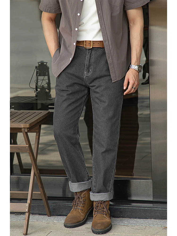 

Ретро-джинсы в американском стиле из мягкого плотного денима, прямого кроя, свободного силуэта, рабочая одежда, смесь хлопка и полиэстера