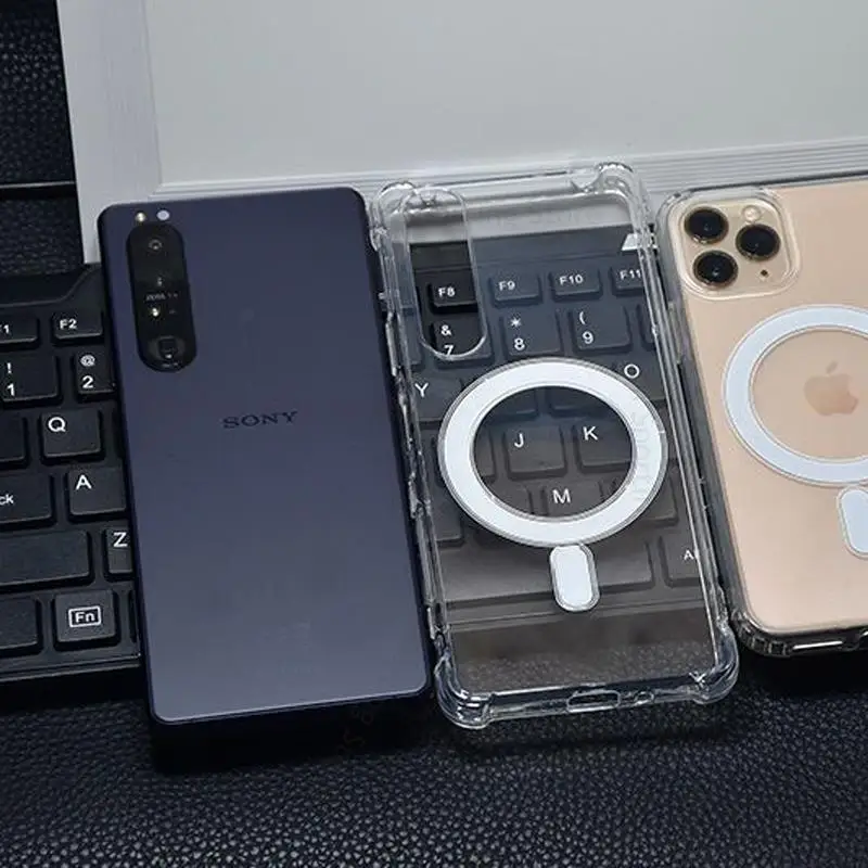 Funda For Sony Xperia 1 5 IV For Magsafe Magnetic Transparent Case For Xperia 5 IV 1 III 1 II Wireless Charging Magsafing Cover