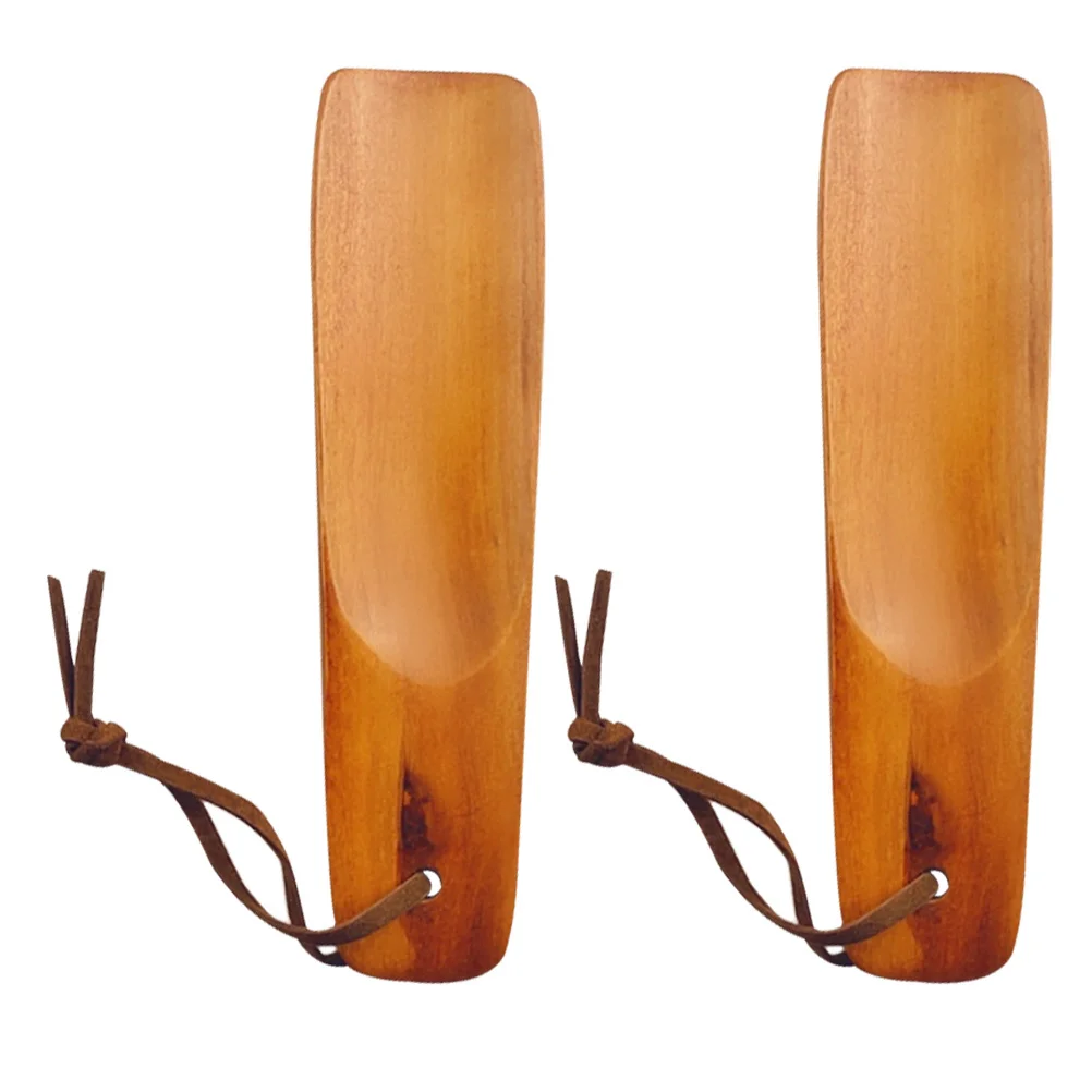 

2Pcs Wooden Shoehorns Smooth Practical Portable Shoe Lifters Travel Useful Shoe Horn Tool Shoes Lifter Shoehorn Tool