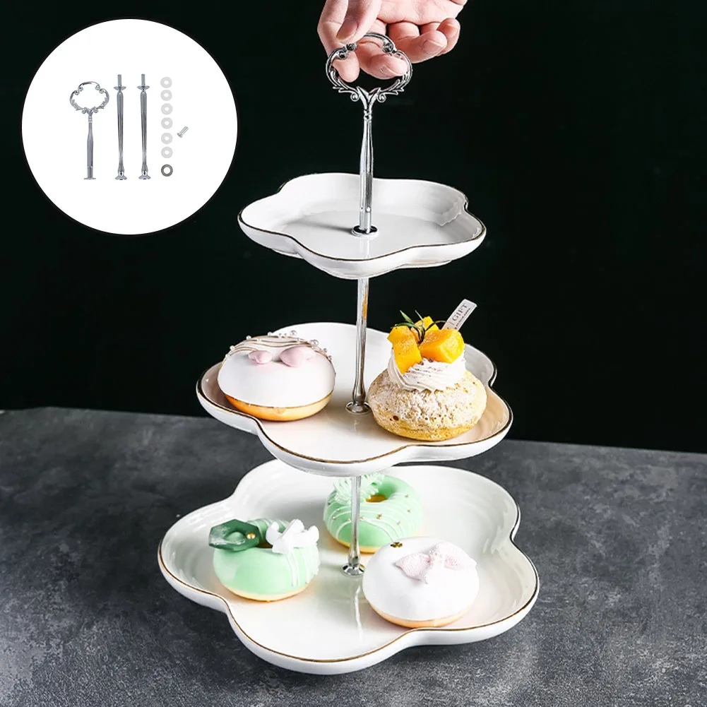 1 Set 2/3 Tier  Cake Plate Stand Cupcake  Fittings Silver Golden Wedding Party  No Plate Hardware Rod  Tool Cake Plate Stand