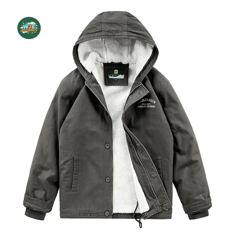 W2EJOURNEY EU US Size Luxury Quality Men Jacket Winter Fleece Lining Warm Vintage Casual Jacket