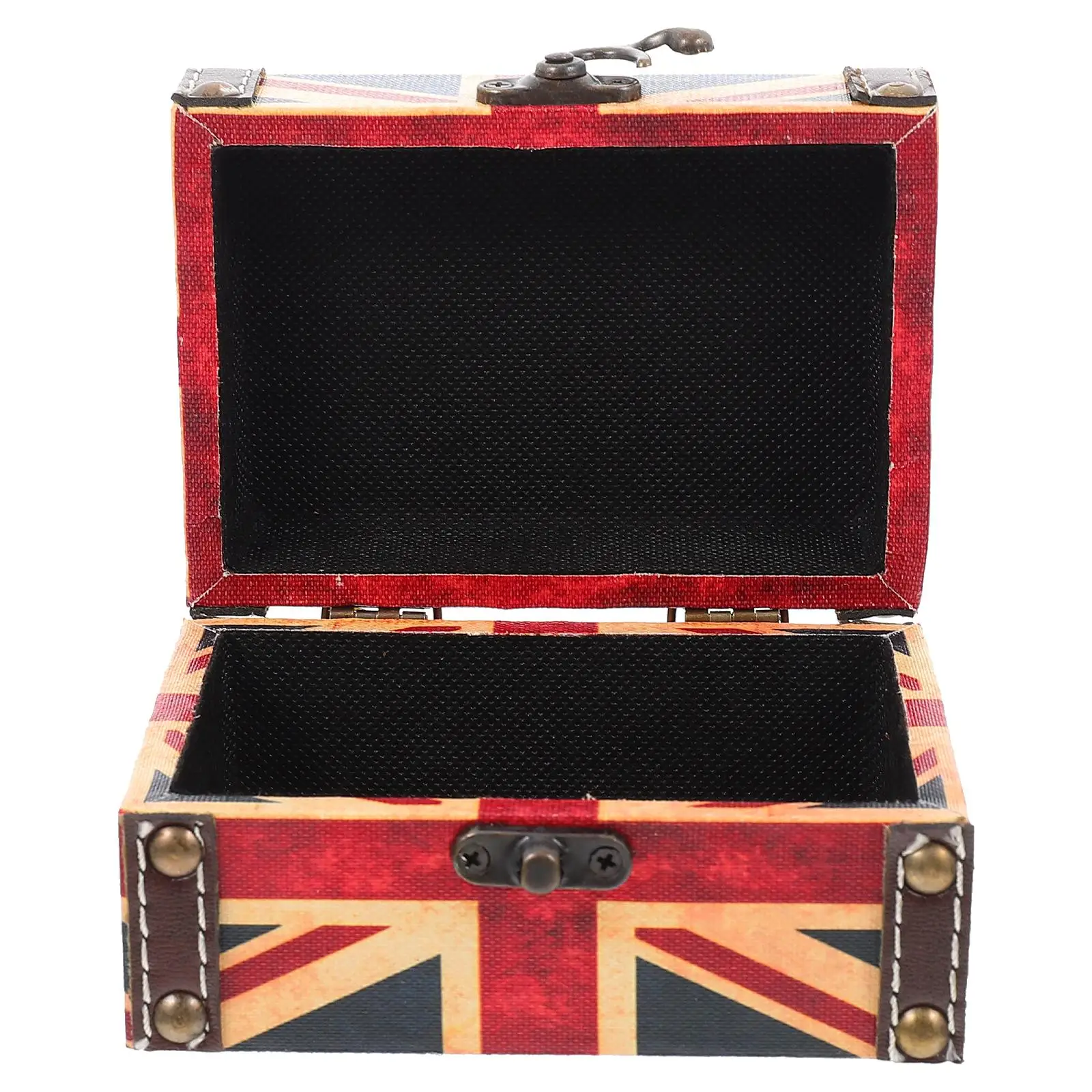 

Retro Storage Box British Flag Print Medium Size Jewelry Holder Vintage Treasure Chest Dustproof Wooden Container