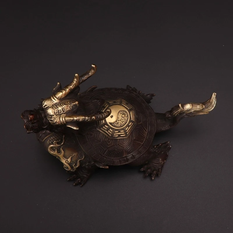 Copper Eight-Trigram Ornament, Brass Dragon Head Turtle, Decorative Craft for Living Room and Office, Company Hous