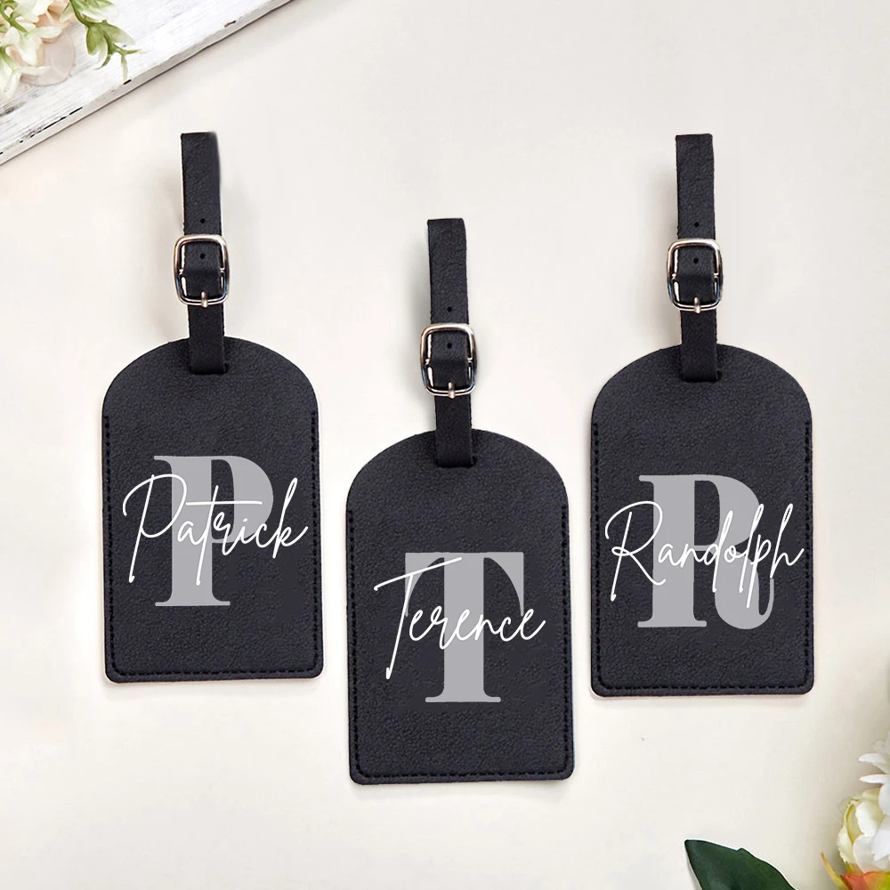 Luggage Tag Custom Name & Initials - Elegant luggage identifier, Lightweight PU Travel Tag with - for Suitcase, Bag, Travel Gift