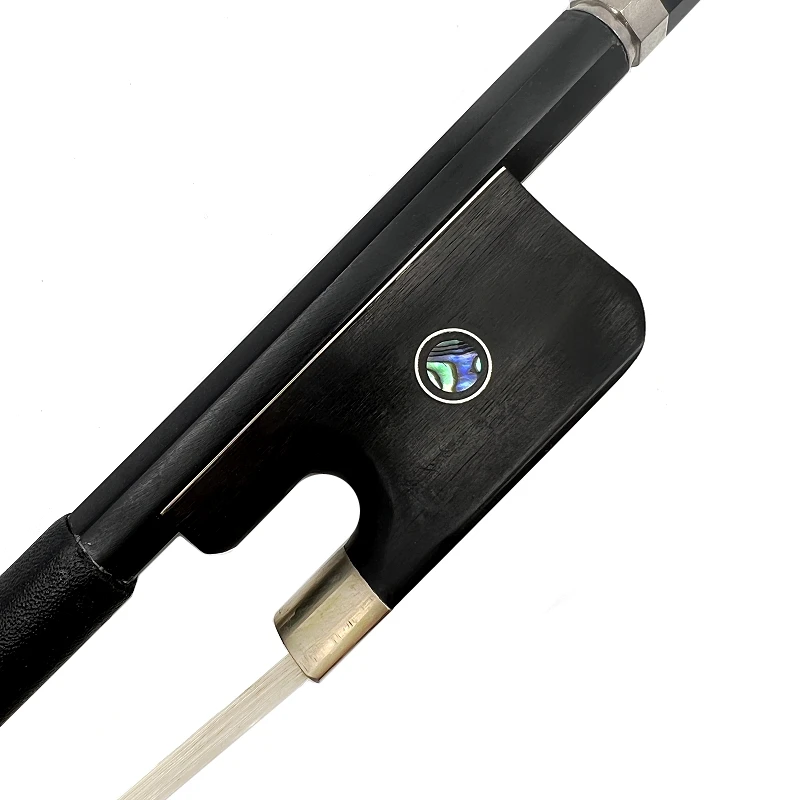 1pcs 4/4,3/4,1/2 New upright double bass bow Black Carbon Fiber Stick,white/black Horsehair Horsetail,Ebony Frog