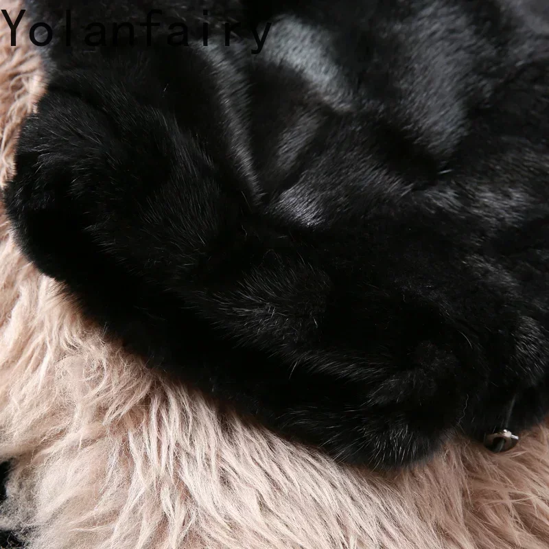 

Women's Warm Fur Coat Winter Real Fur Coats Femme Mink Fur Jacket Oneck Pullover Bat-sleeved Jackets Short Veste Fourrure