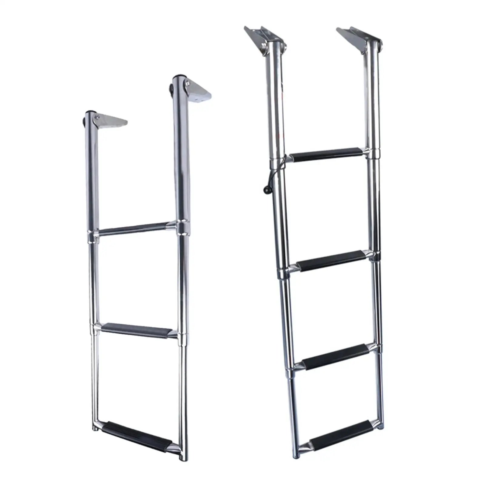 Telescoping Pontoon Boat Ladder Extendable Ladder Stainless Steel Removable Steps Ladder for Speedboat, Marine Yacht, Dinghy