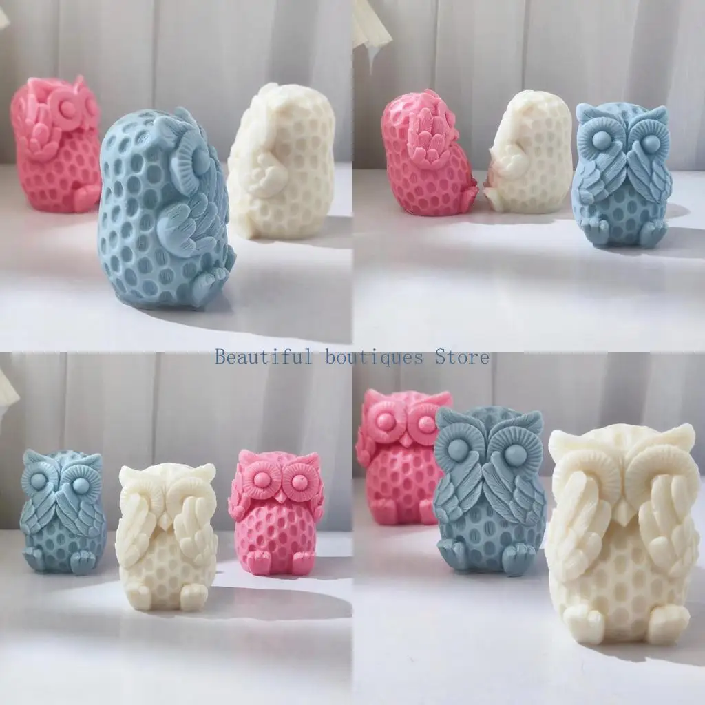 

U4LF 3D Silicone Candle Mold Owl Aromatherapy Candle Resin Molds Handmade Soap Mold Home Decorating Ornaments Baking Mold DIY
