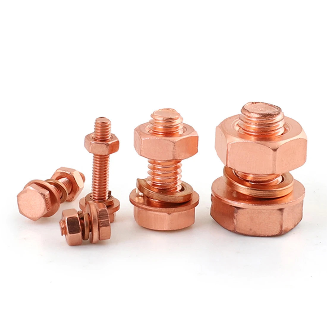 T2Pure Copper Outer Hexagon Screw Set Conductive Red Copper Copper Conductivity Bolt Double Head Electrolytic Copper Bolt M3~M20
