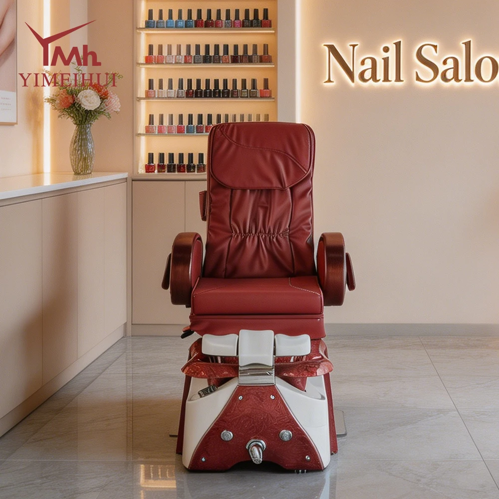 Beauty salon furniture european style electric adjustable massage nail pedicure chair with plumbing 3