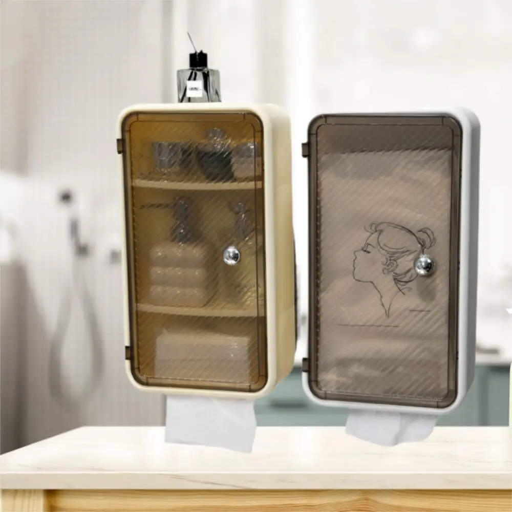 

Plastic Cosmetic Storage Box Wall Mounted Waterproof Extractable Tissue Box Dustproof Large Capacity Paper Towel Box Kitchen