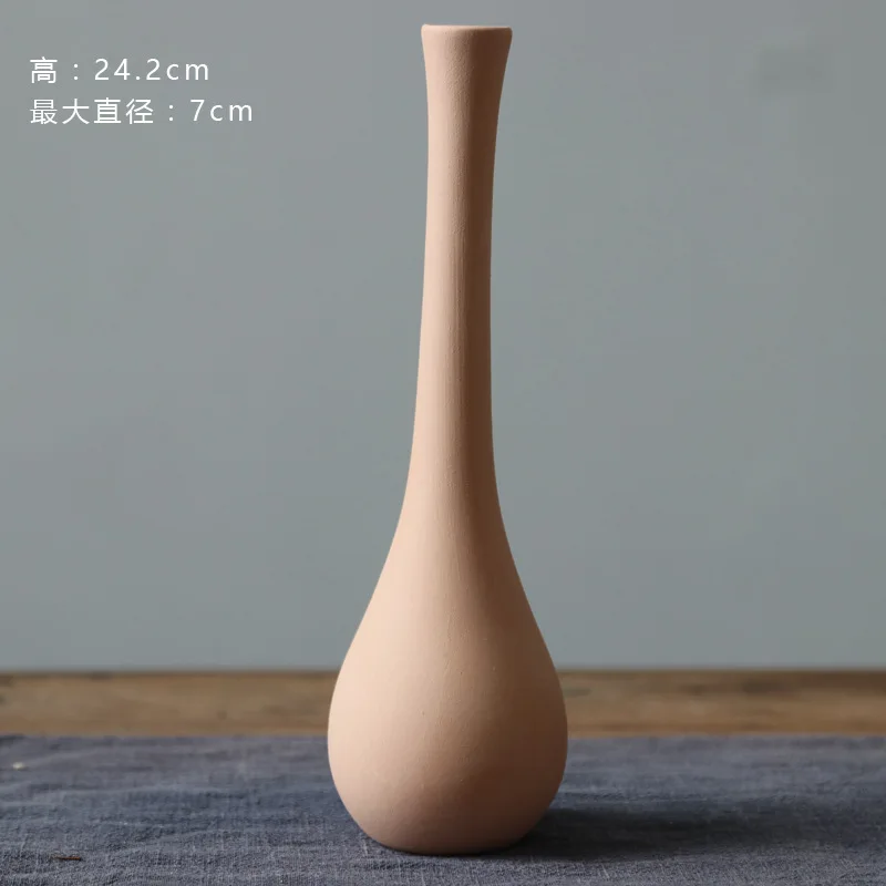 Small Ceramic Vases, Art Decorations for Homestays & Homes, Dried Flower Ornaments, Unglazed Pottery Bodies