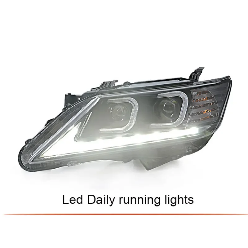 تصفيف السيارة لتويوتا كامري المصابيح الأمامية 2012-2014 كامري LED المصباح DRL عدسة مزدوجة شعاع H7 HID زينون ثنائية زينون عدسة