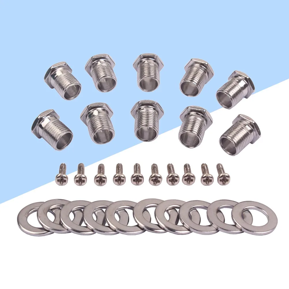

10pcs 1 Set Threaded Bushing Ferrules Mounting Screw Tuning Peg Replacement For Electric Ukulele Gc903 Silver Metal Guitar Parts