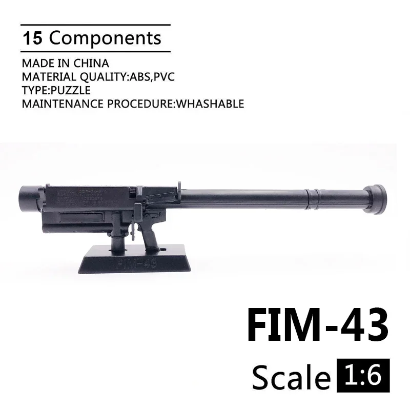 1/6 FIM-43 Anti-aircraft Missile Gun Mode Black Plastic Military Model Accessories For 12