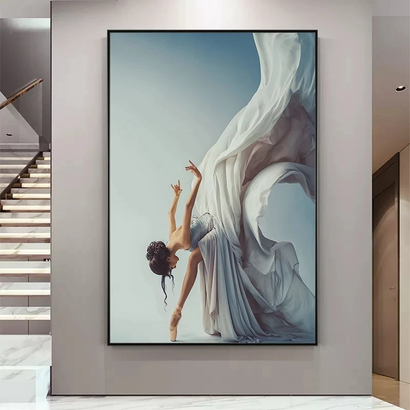 Pintura en lienzo de chica bailarina de Ballet moderna, imágenes artísticas de pared de bailarina elegante, impresiones de carteles para decoración del hogar y sala de baile