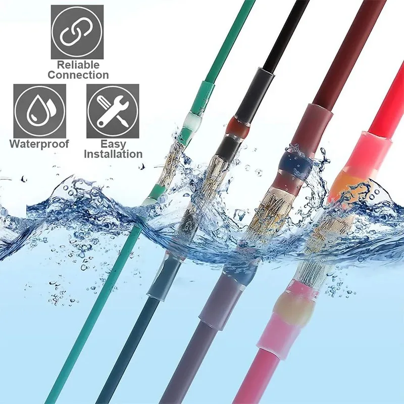 Wasserdichter Schrumpfschlauch mit Lötisolierung Elektrische Kabelverbinder Stoßverbinder Löt-Elektroanschluss-Set – Detail 6