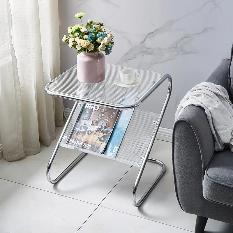 New Z-shaped Side Table Changhong Tempered Glass With Magazine Rack Corner Sofa Bedside With Side Table Household Items