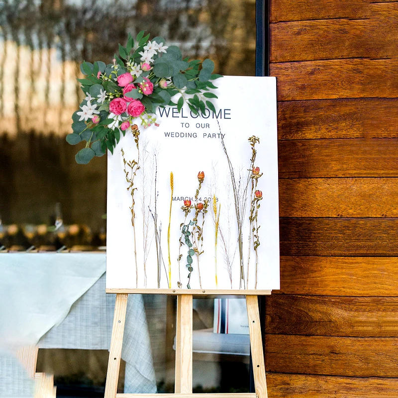 1PC Künstliche Hochzeit Bogen Blumen Boho Rote Rose Eukalyptus Girlande Vorhänge Hause Dekoration Hochzeit Dekorationen Willkommen Zeichen – Detail 8