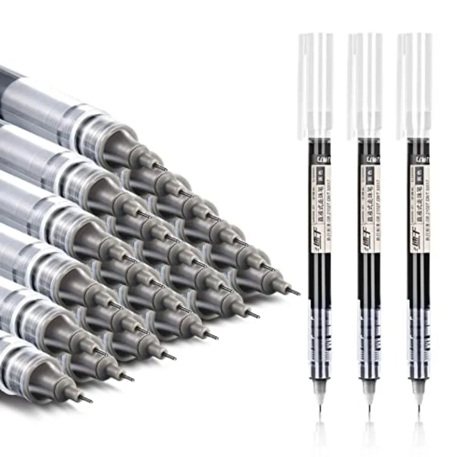 

24 Pieces Rolling Ball Pens, Quick Dry Ink 0.5 mm Extra Fine Point Pens Liquid Ink Pen Rollerball Pens