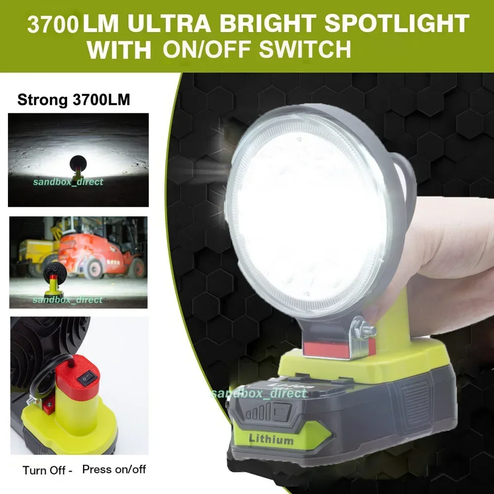 LED Work Light Suitable For Ryobi One+ 14.4V 18V Lithium Nickel Battery P108 P104  Li-Ion Battery Spotlight