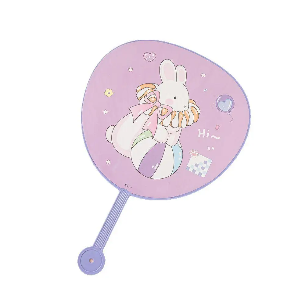 

Harajuku Style Summer Big round Frame Fan Soft PP Material Anime Diffuse Rhyme Japanese Cattail Design Six Mixed Hairstyles