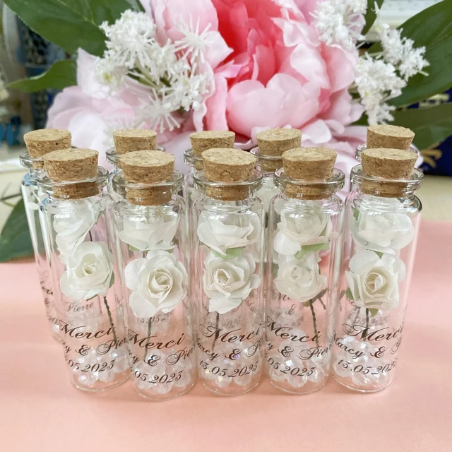Fashion Personalized Wedding Souvenirs For Guests 10 Ivory Rose Dream Bottle Table Decorations Party Favors AliExpress