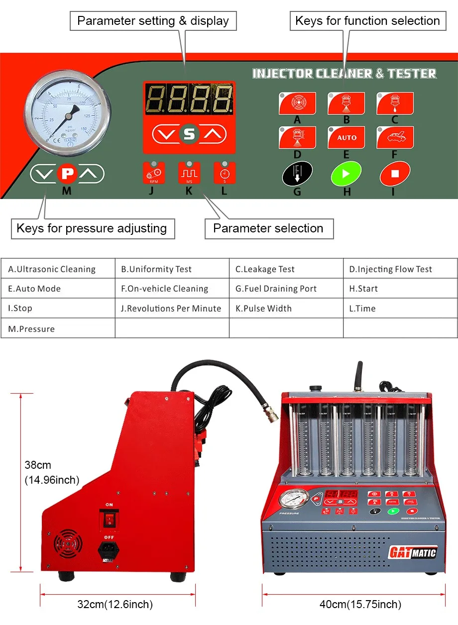 Ultrasonic Spray Injector Cleaner Tester Analyzer Fuel Injector Nozzle Cleaning Cleaning Machine for Camry Corolla Other Models