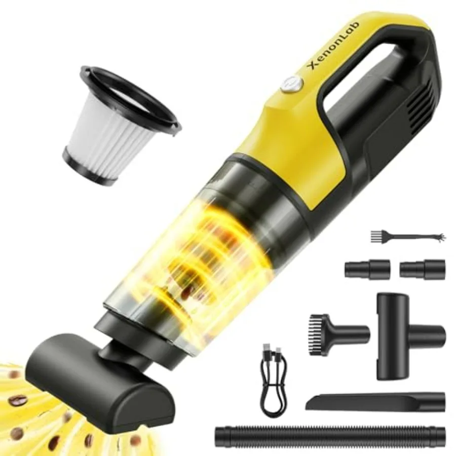Car handheld vacuum cordless, ABS plastic, black, 10000PA suction with HEPA filter, 4-in-1 multifunctional use for car, office,