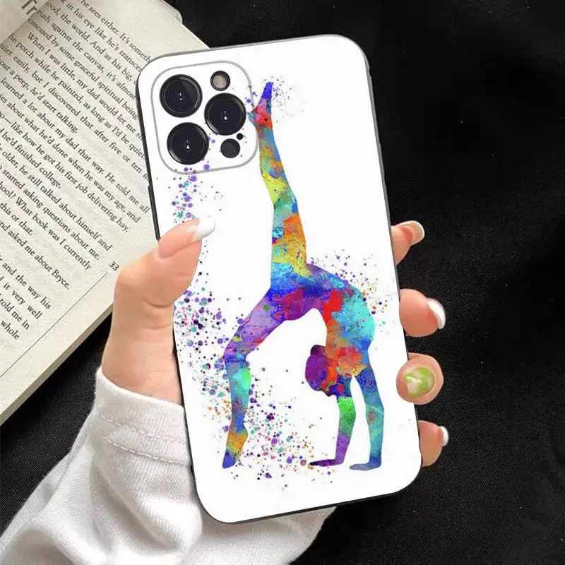 Gymnastics water color Phone Case Silicone Soft for iphone 14 13 12 11 Pro Mini XS MAX 8 7 6 Plus X XS XR Cover